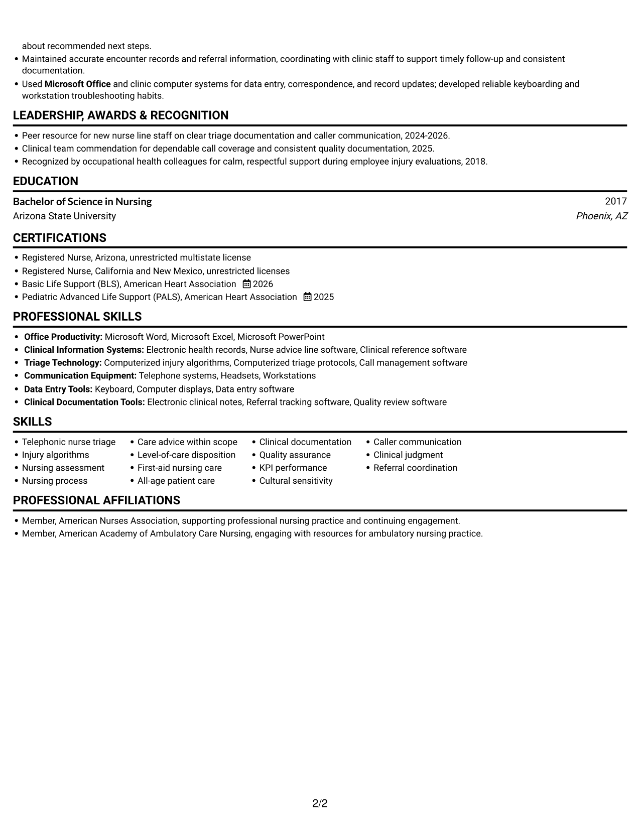 Resume example — page 2