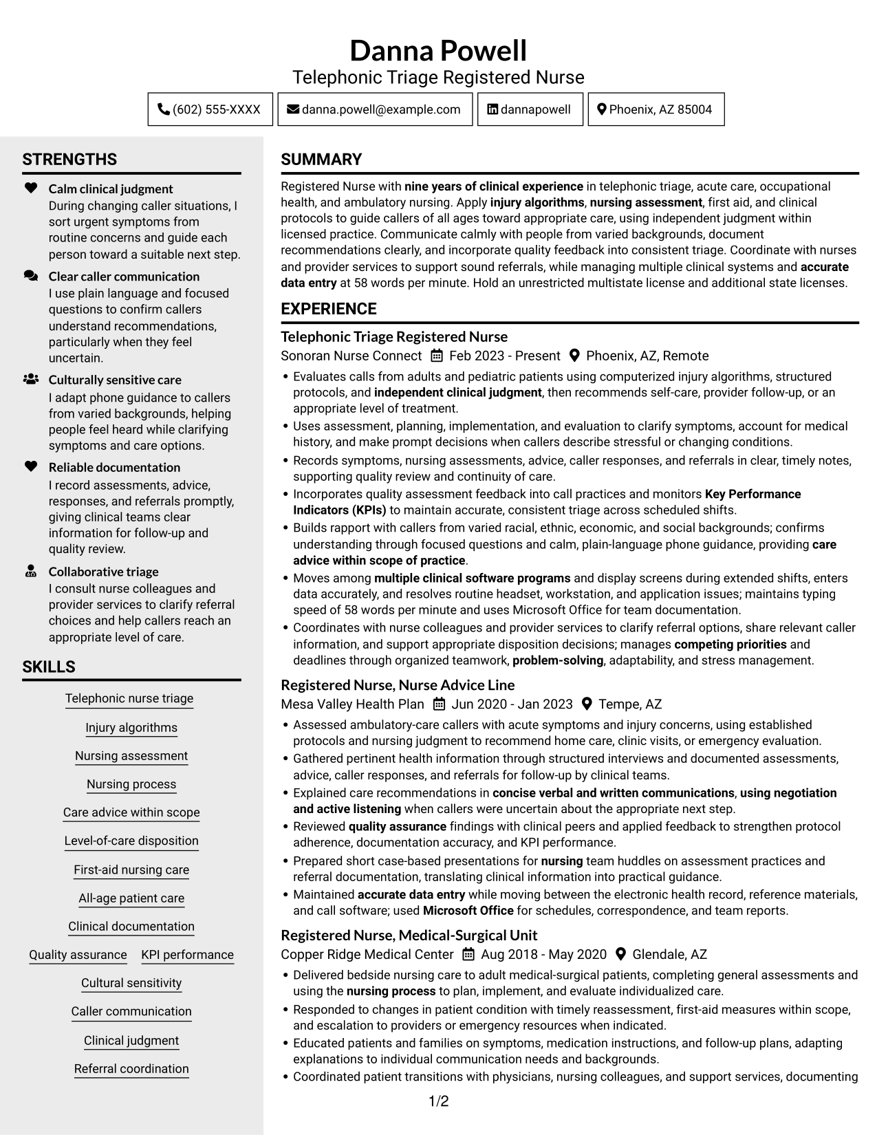 Resume example — page 1