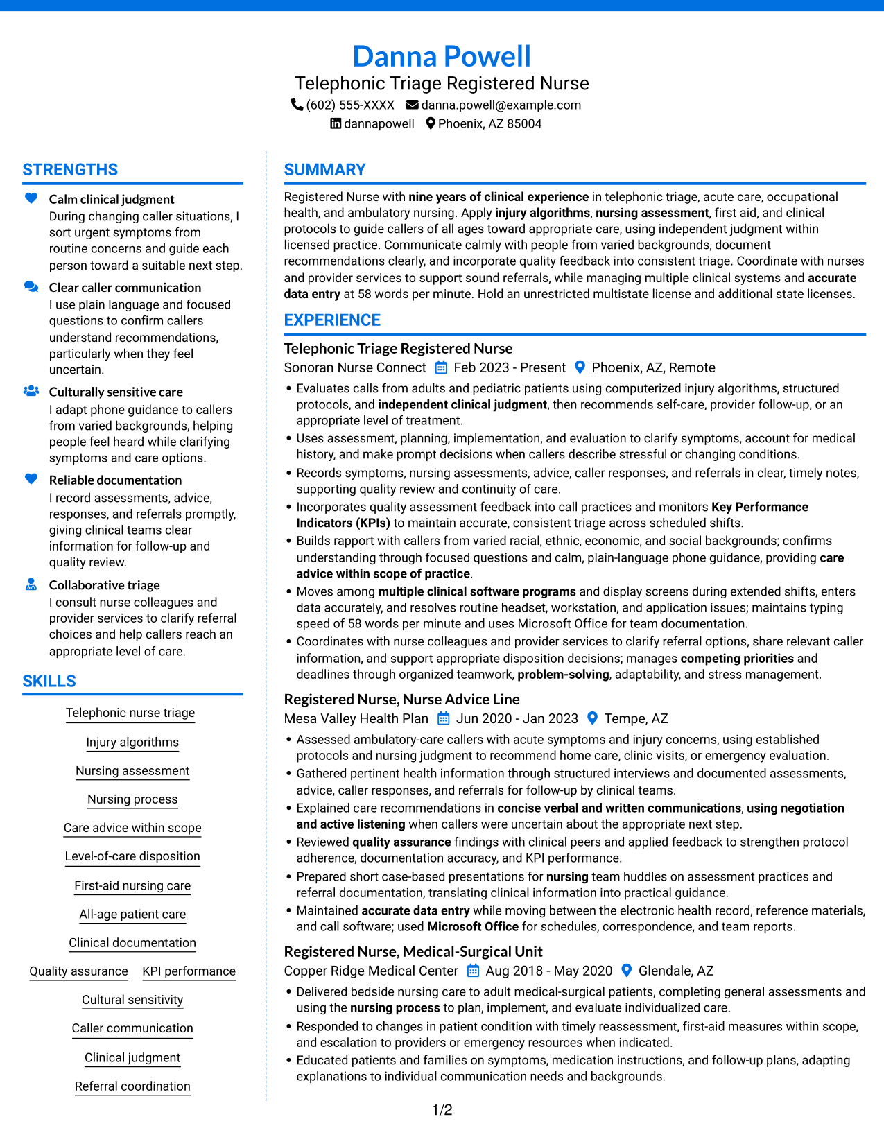 Resume example — page 1