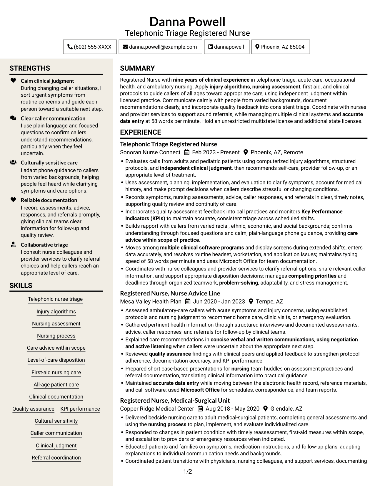 Resume example — page 1