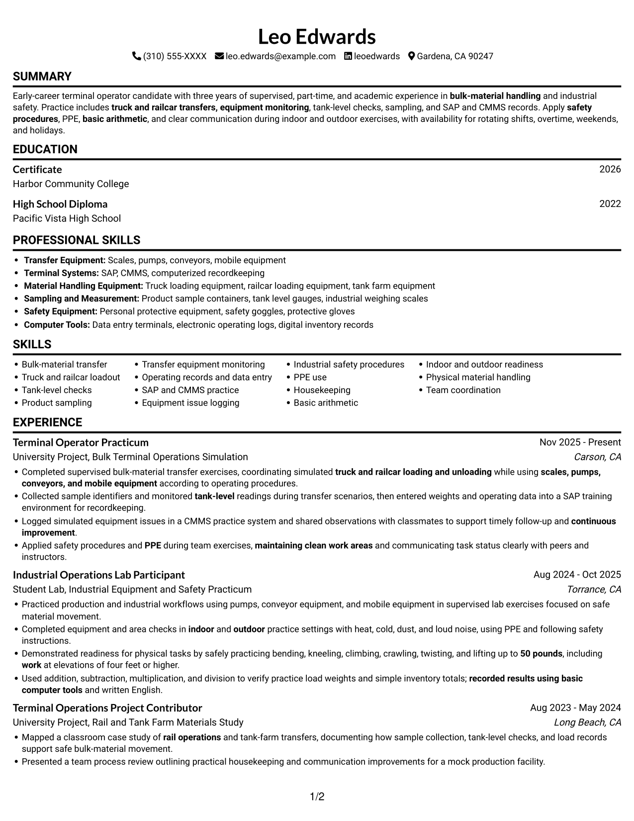 Resume example — page 1