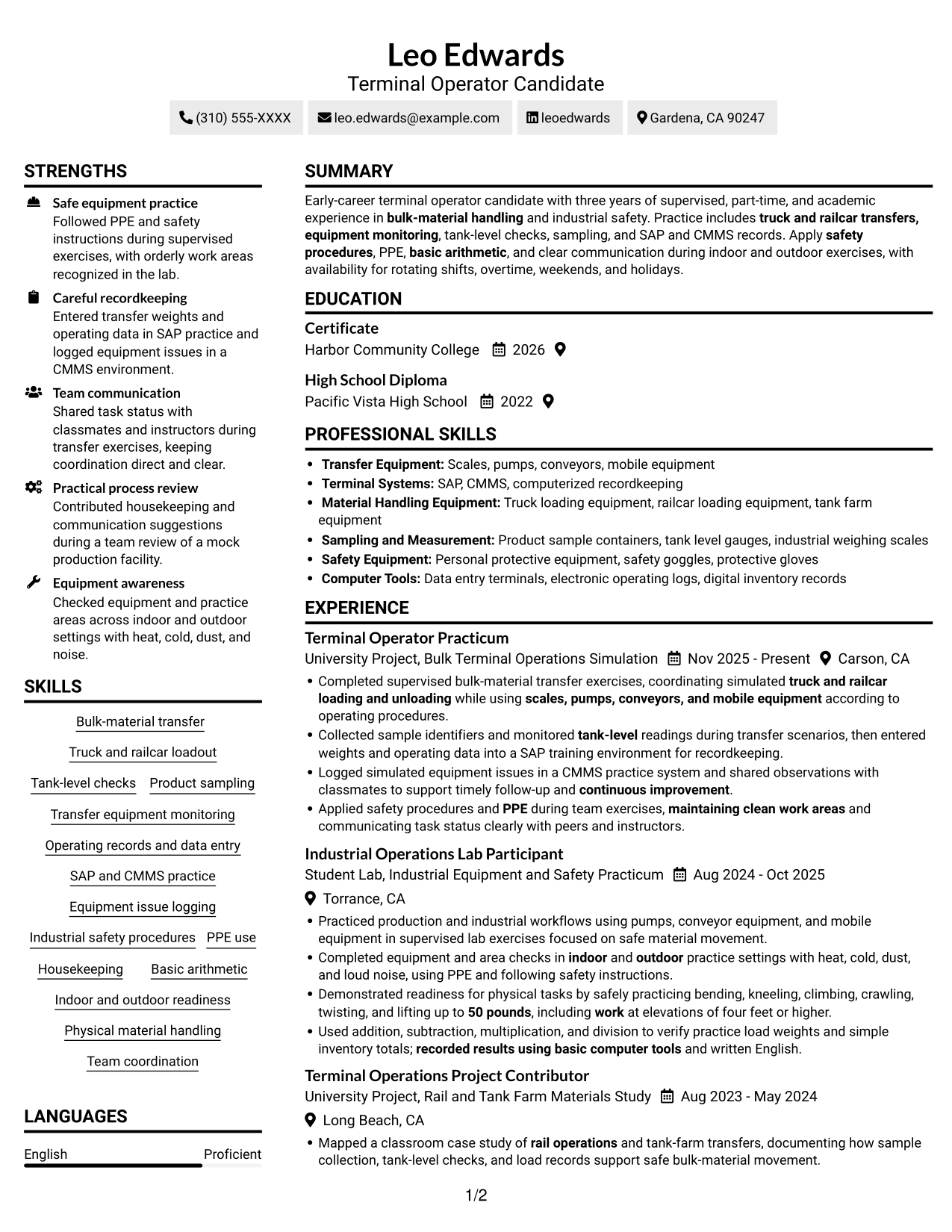 Resume example — page 1