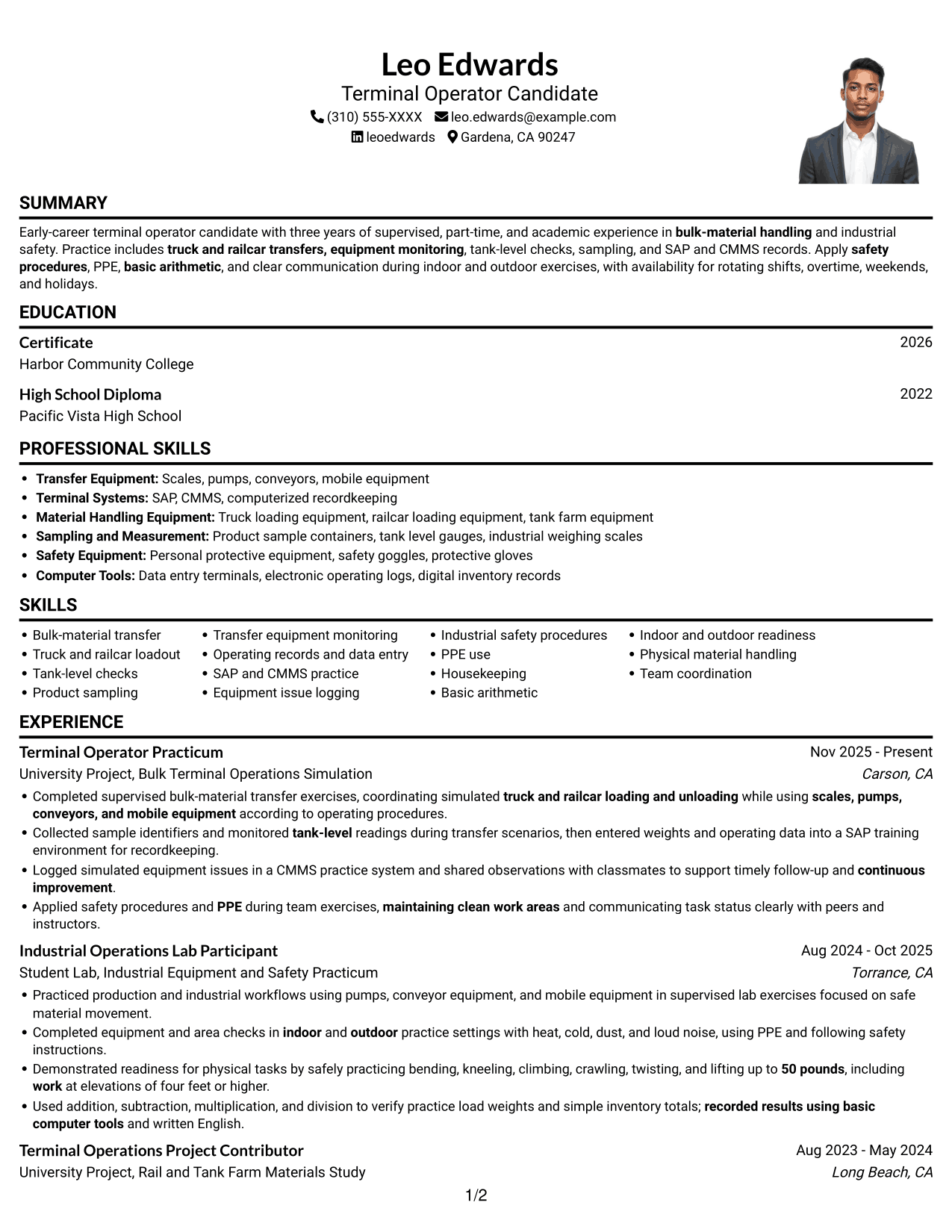 Resume example — page 1
