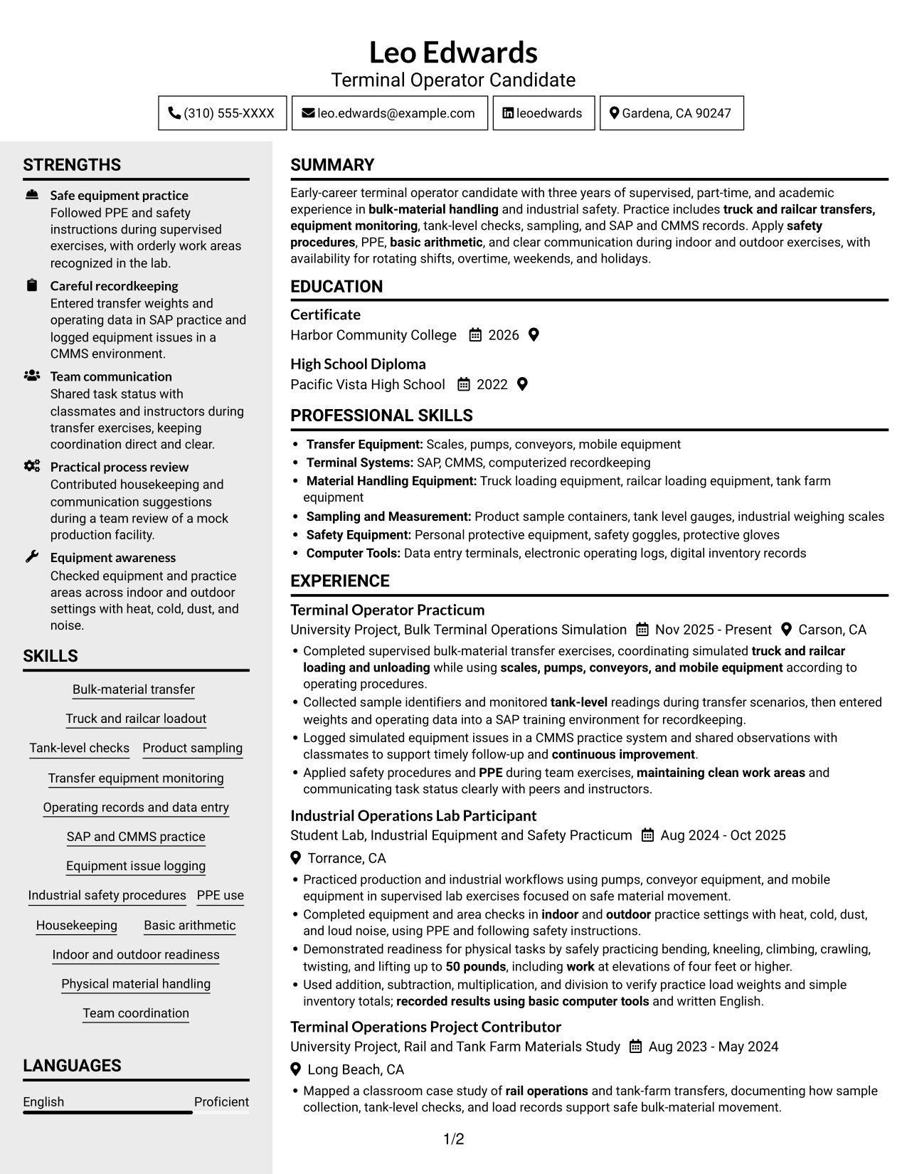 Resume example — page 1