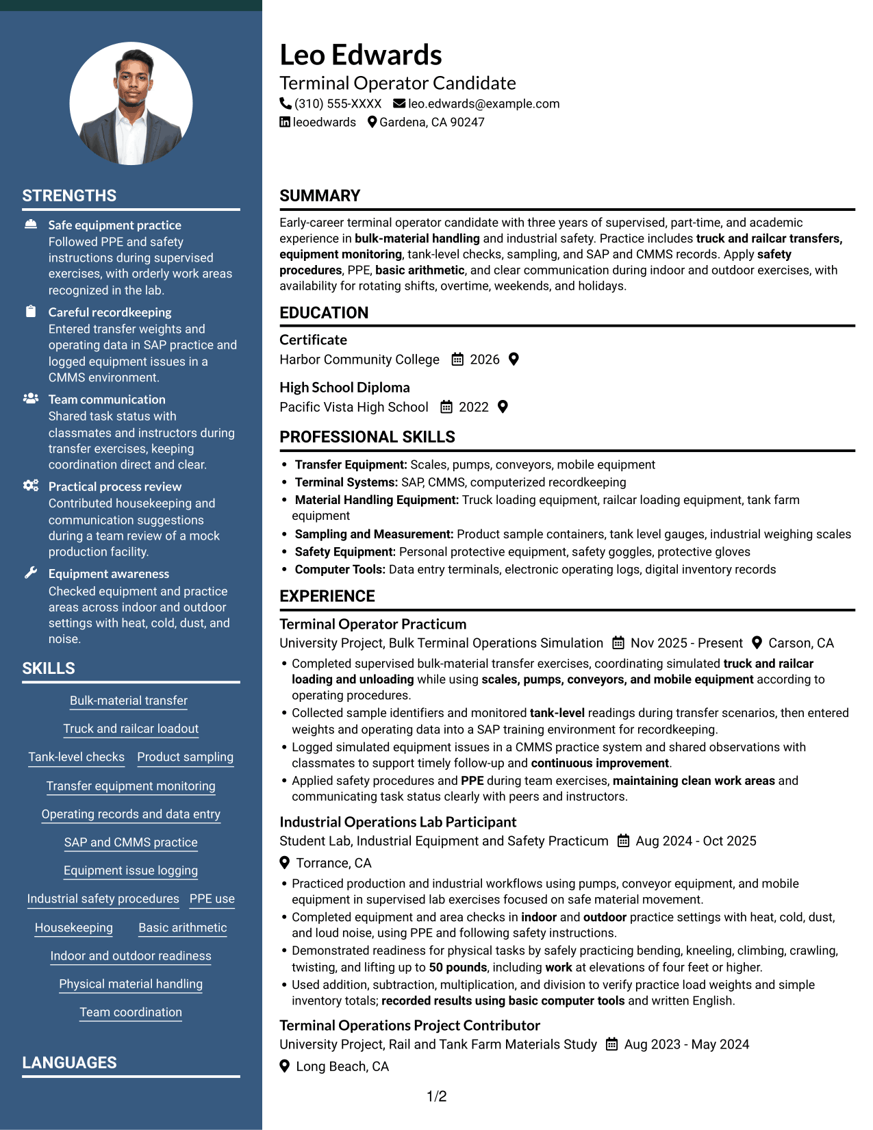 Resume example — page 1