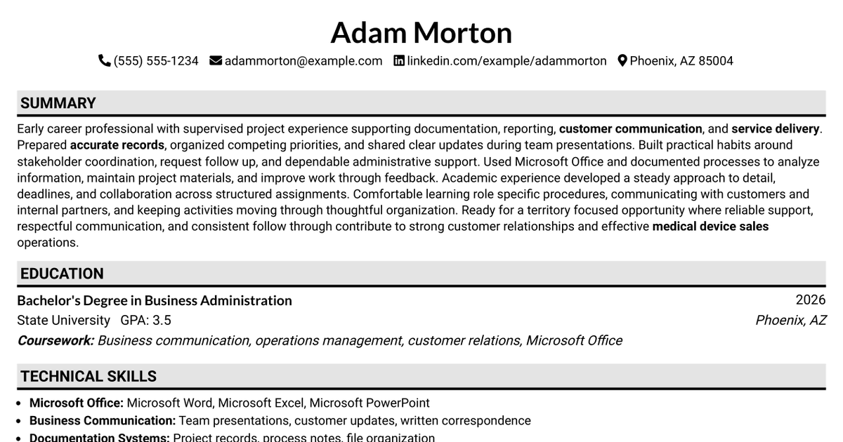 7 Territory Manager, Medical Device Sales Resume Templates with Example