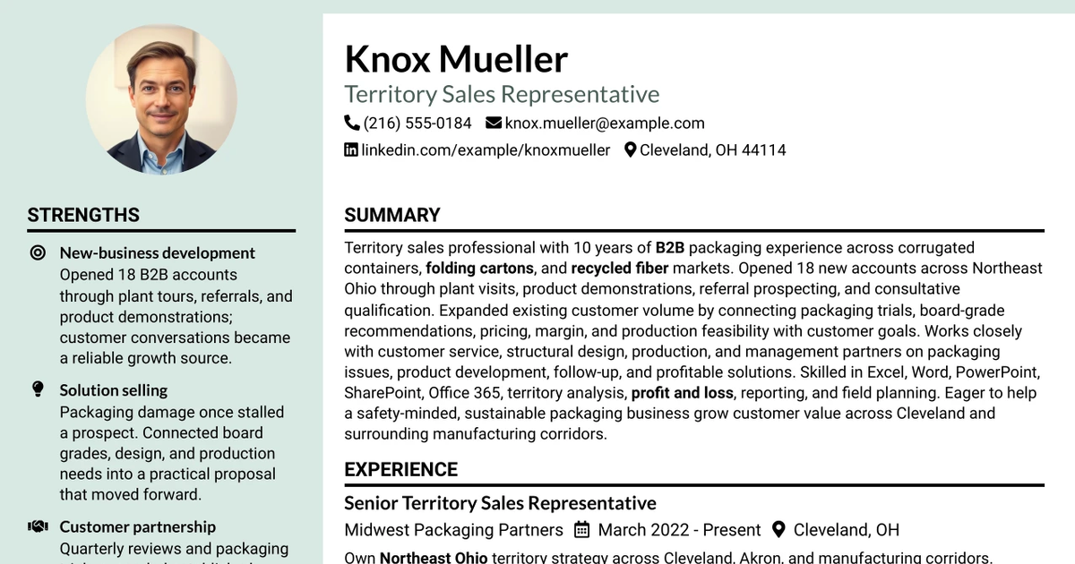 33 Territory Sales Representative Resume Templates with Example 2026 (ATS-Optimized)