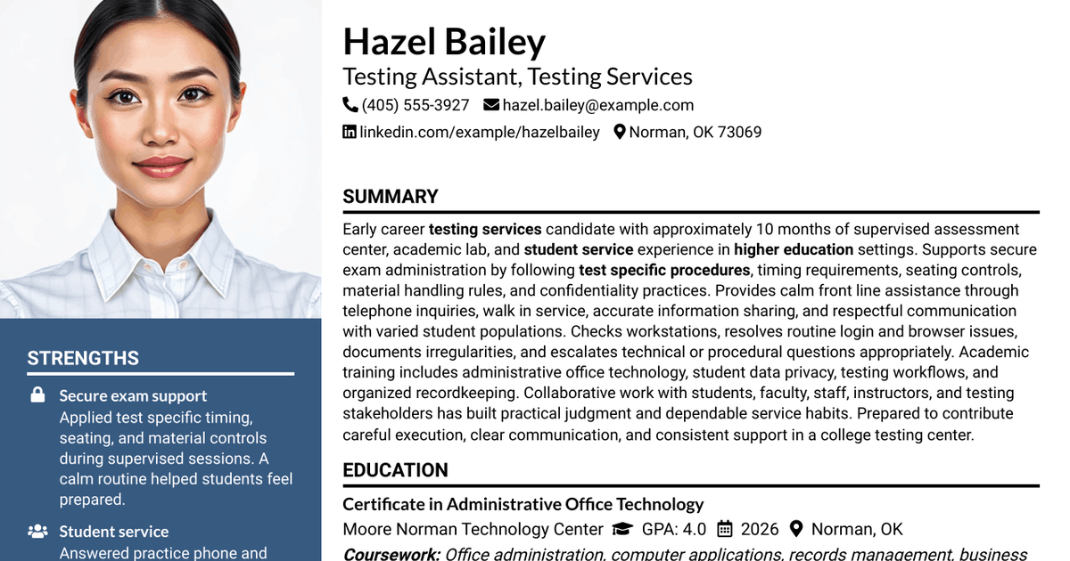 7 Testing Assistant Resume Templates with Example