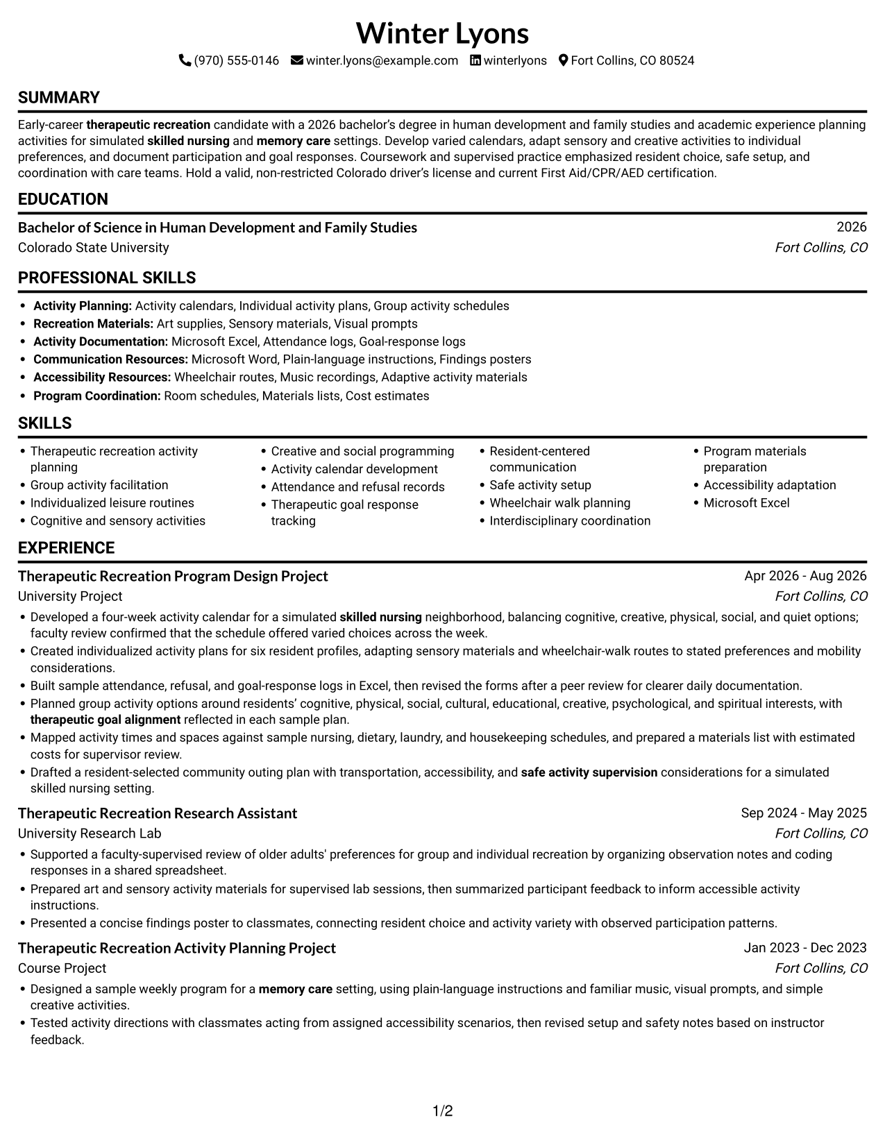 Resume example — page 1
