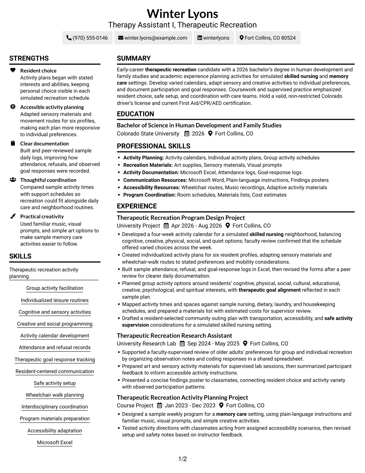 Resume example — page 1