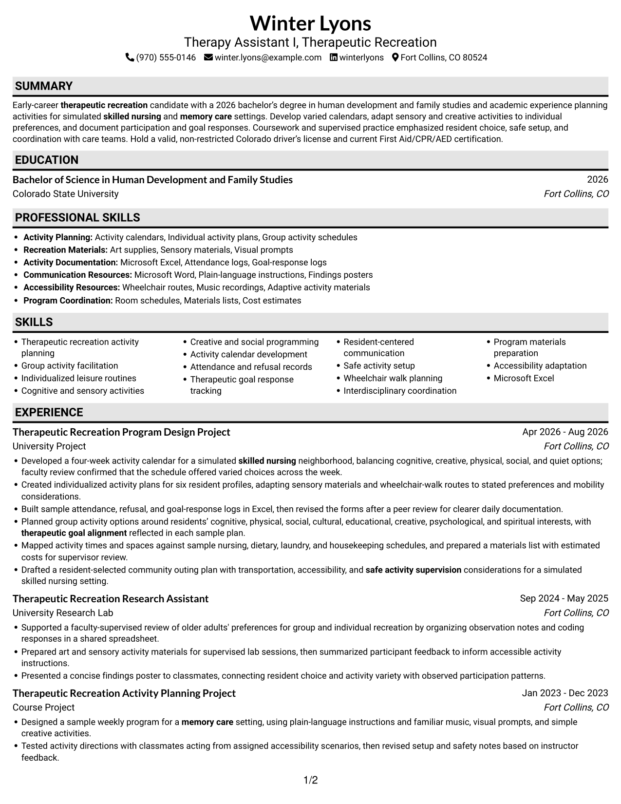 Resume example — page 1