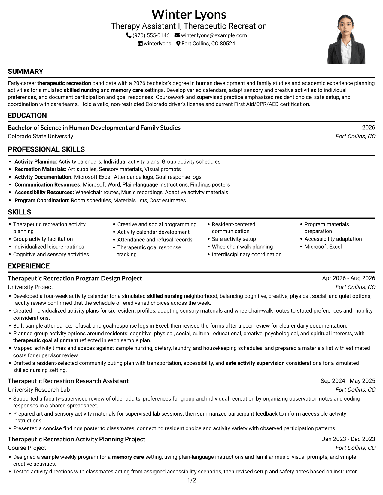 Resume example — page 1