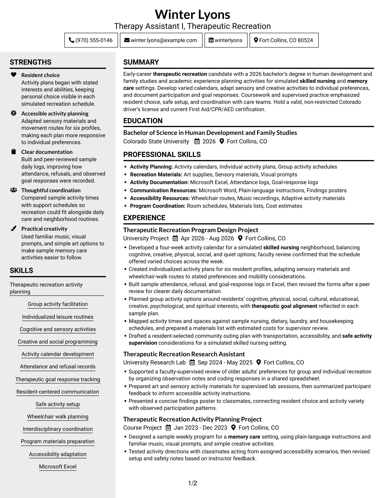 Resume example — page 1