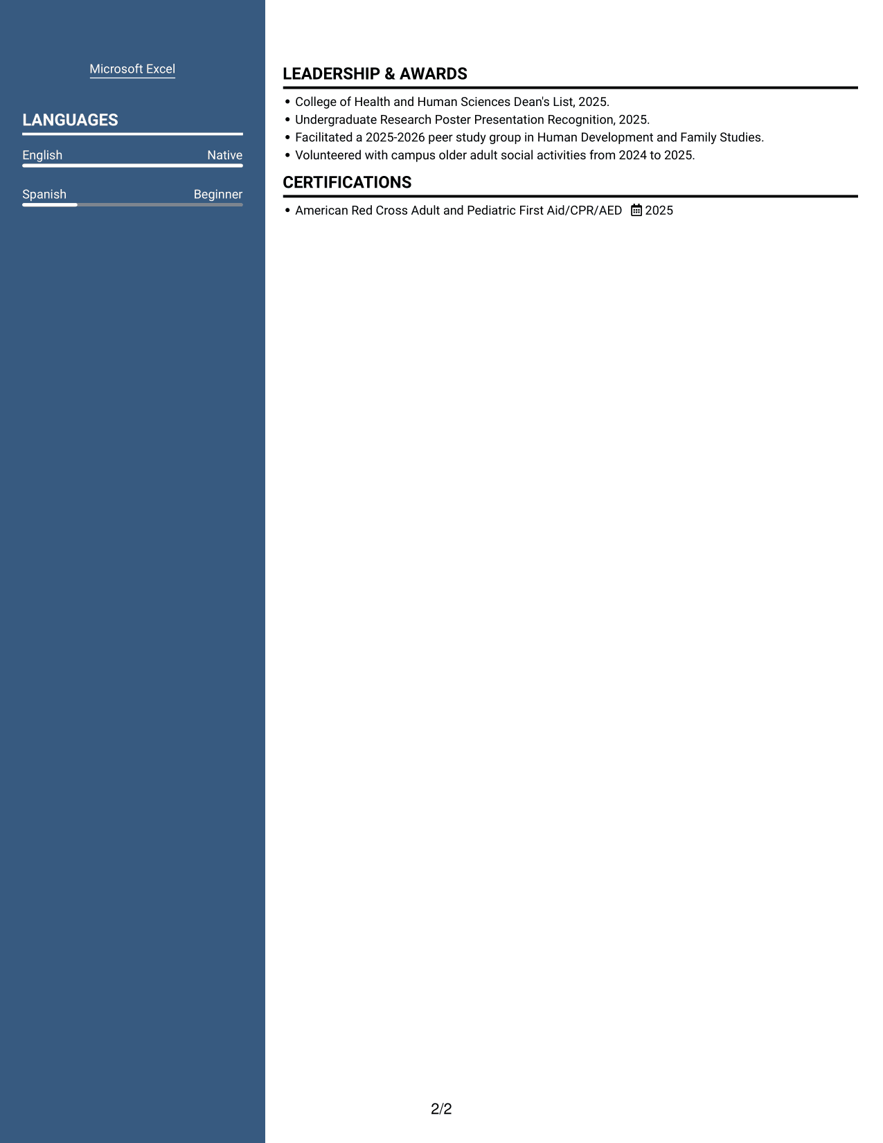 Resume example — page 2