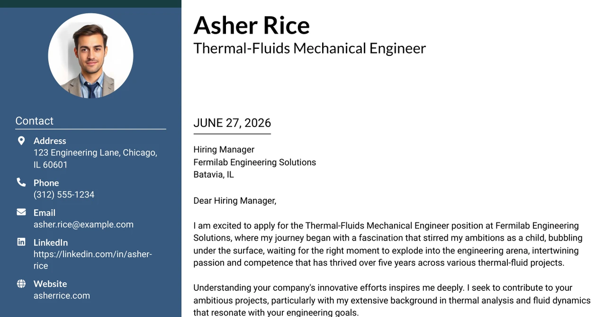 30+ Thermal-Fluids Mechanical Engineer Cover Letter Templates with Example 2026