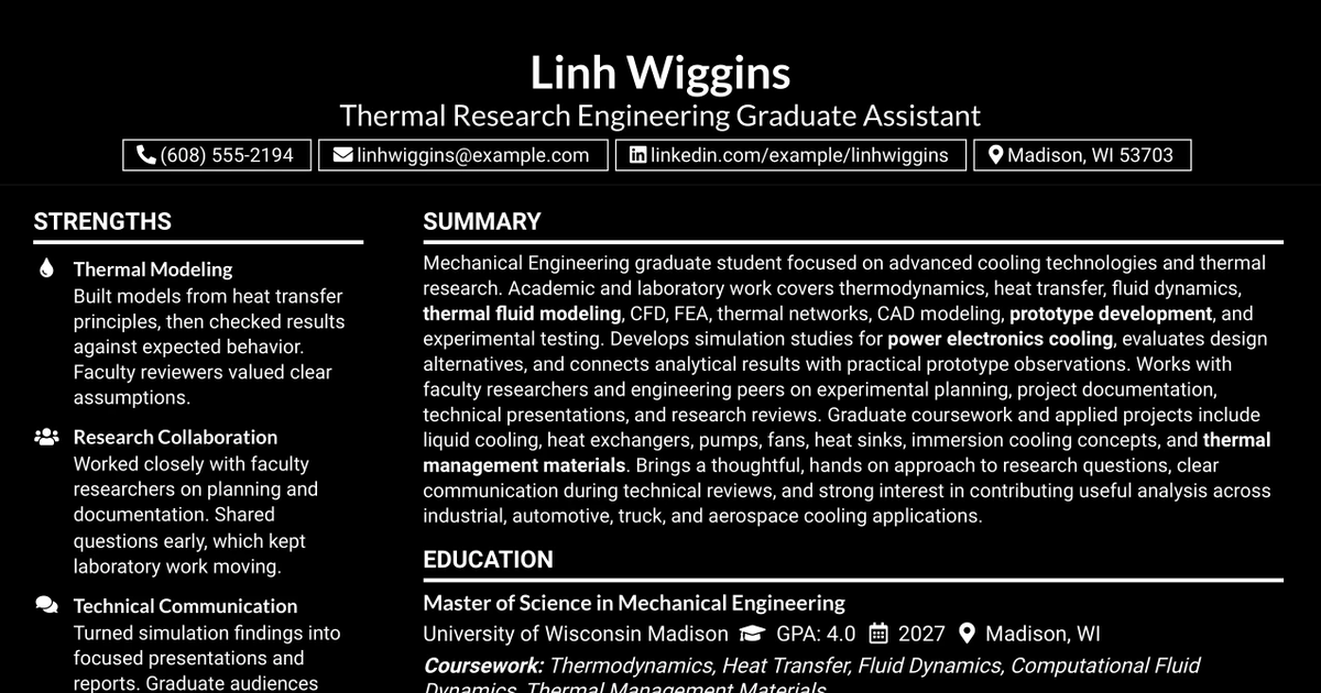 33 Thermal Intern - Research Engineering Resume Templates with Example 2026 (ATS-Optimized)