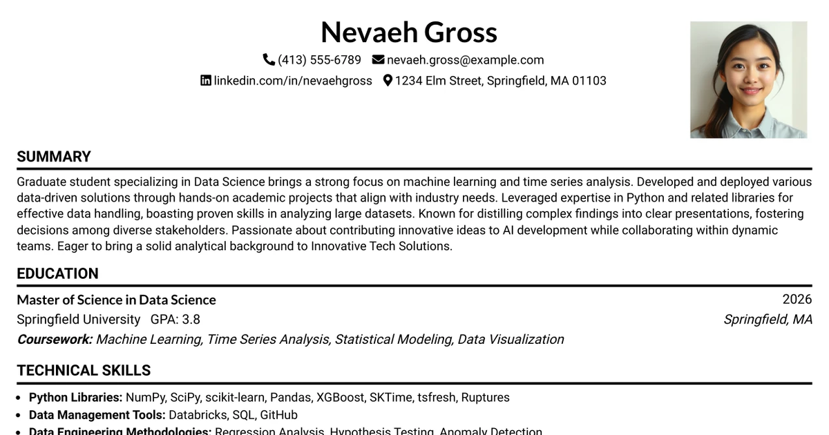 33 Time Series Machine Learning Intern Resume Templates with Example 2026 (ATS-Optimized)