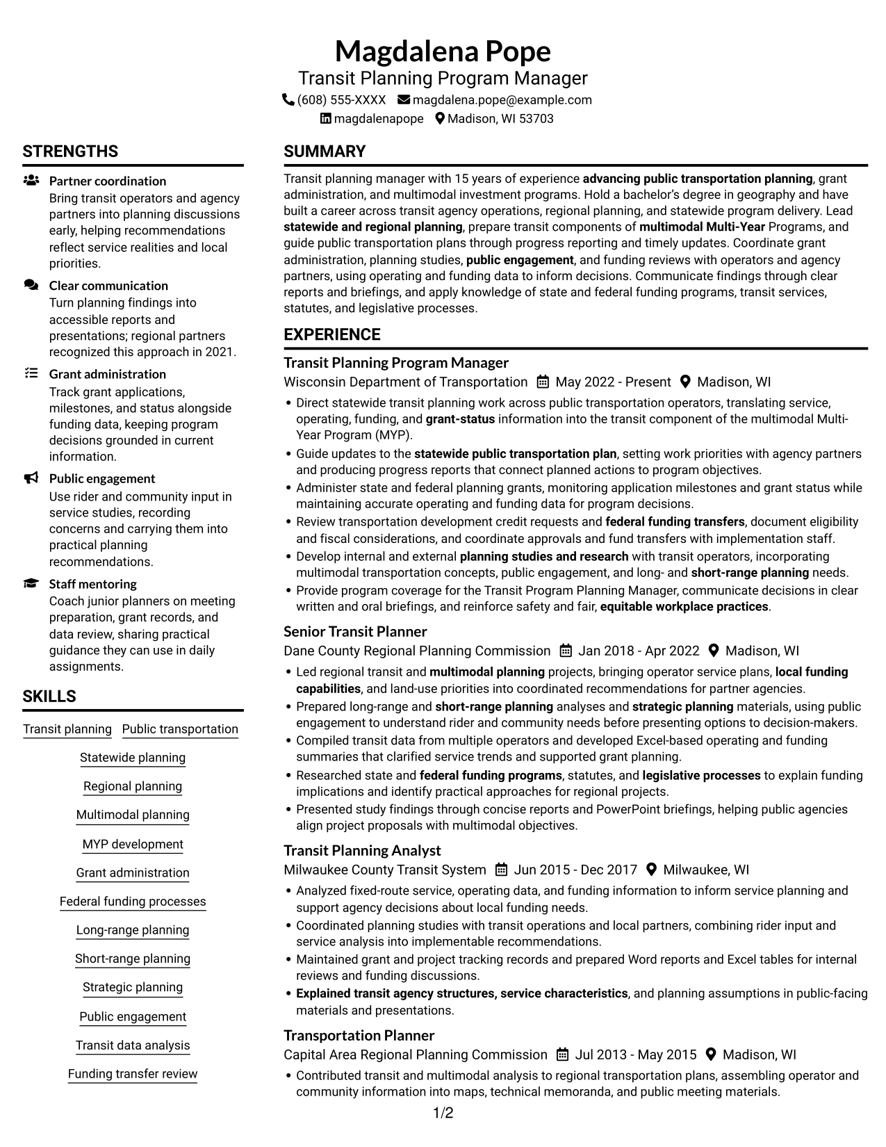 Resume example — page 1