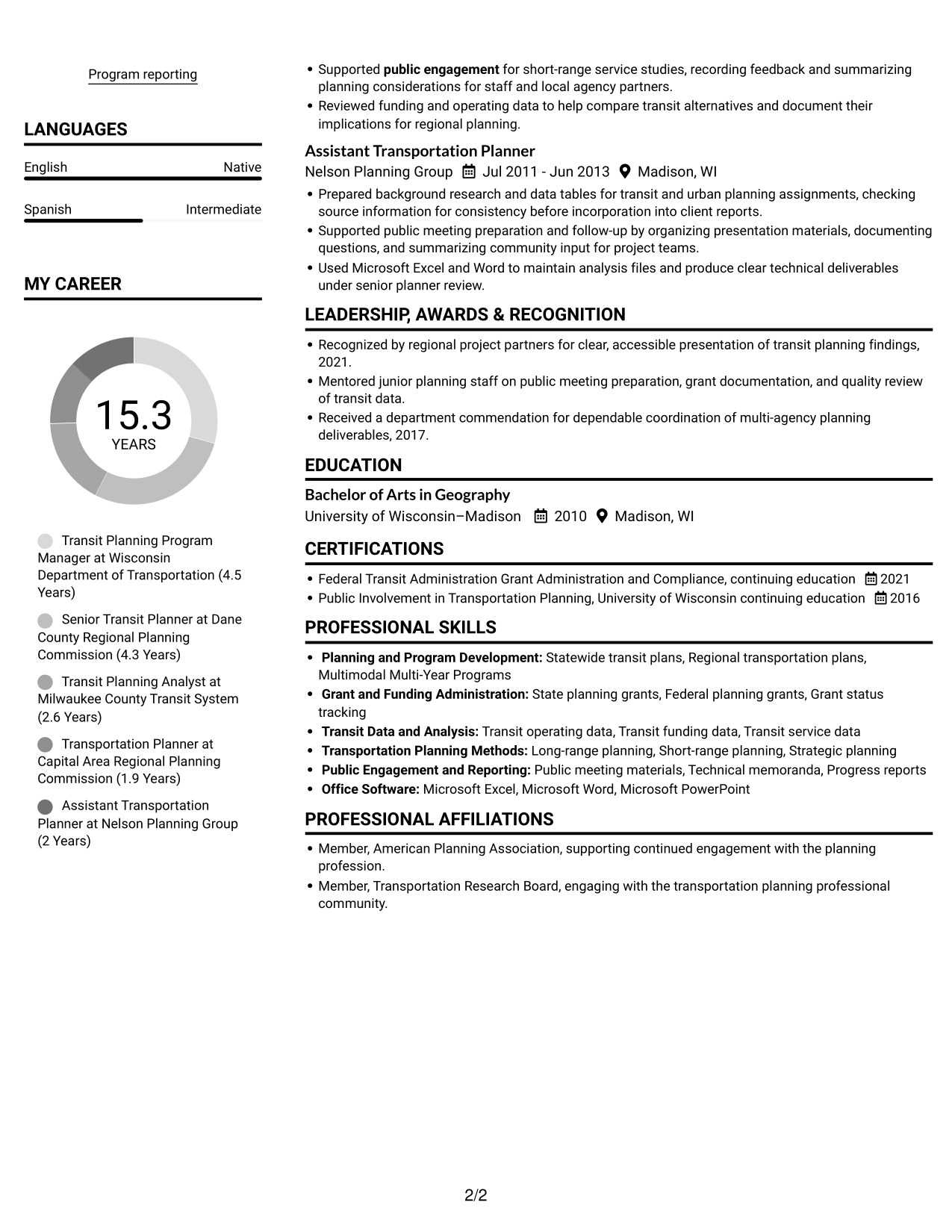 Resume example — page 2