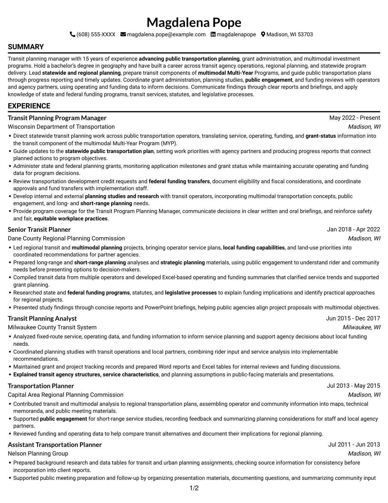 Resume example — page 1