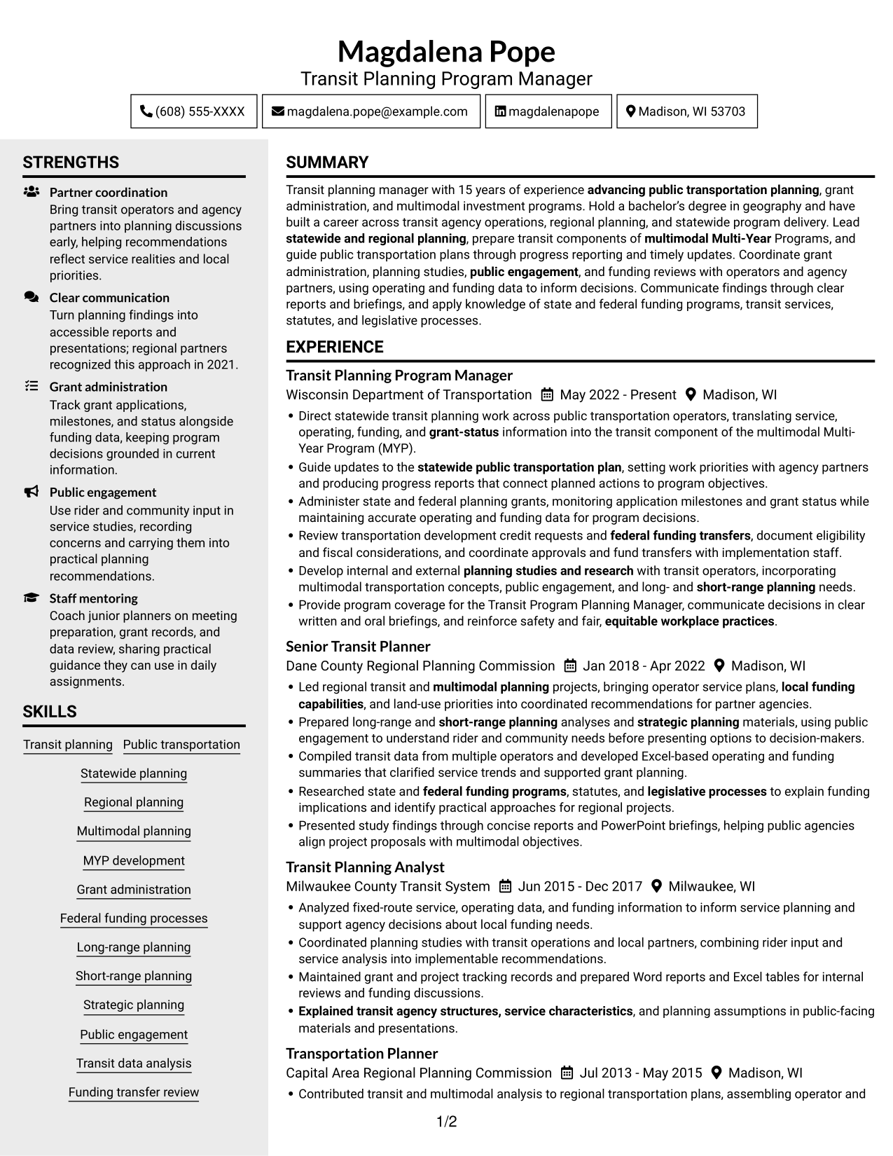 Resume example — page 1