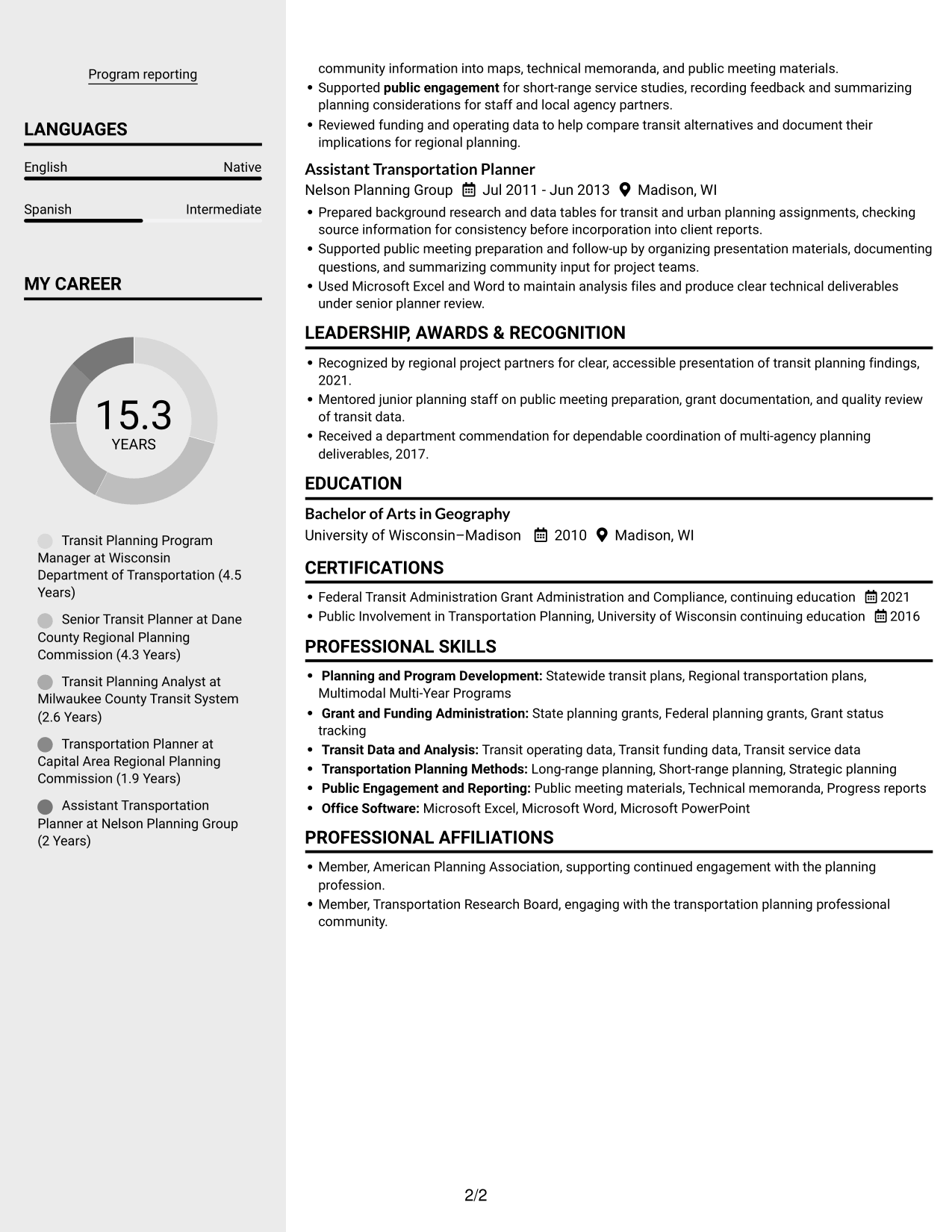 Resume example — page 2