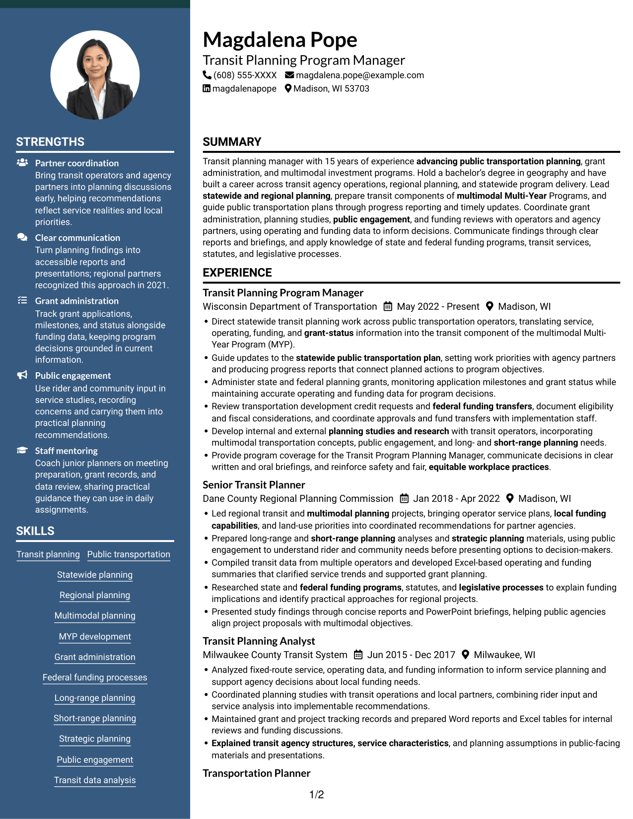 Resume example — page 1