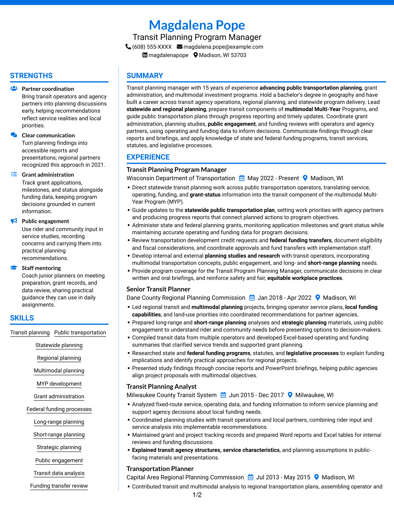 Resume example — page 1