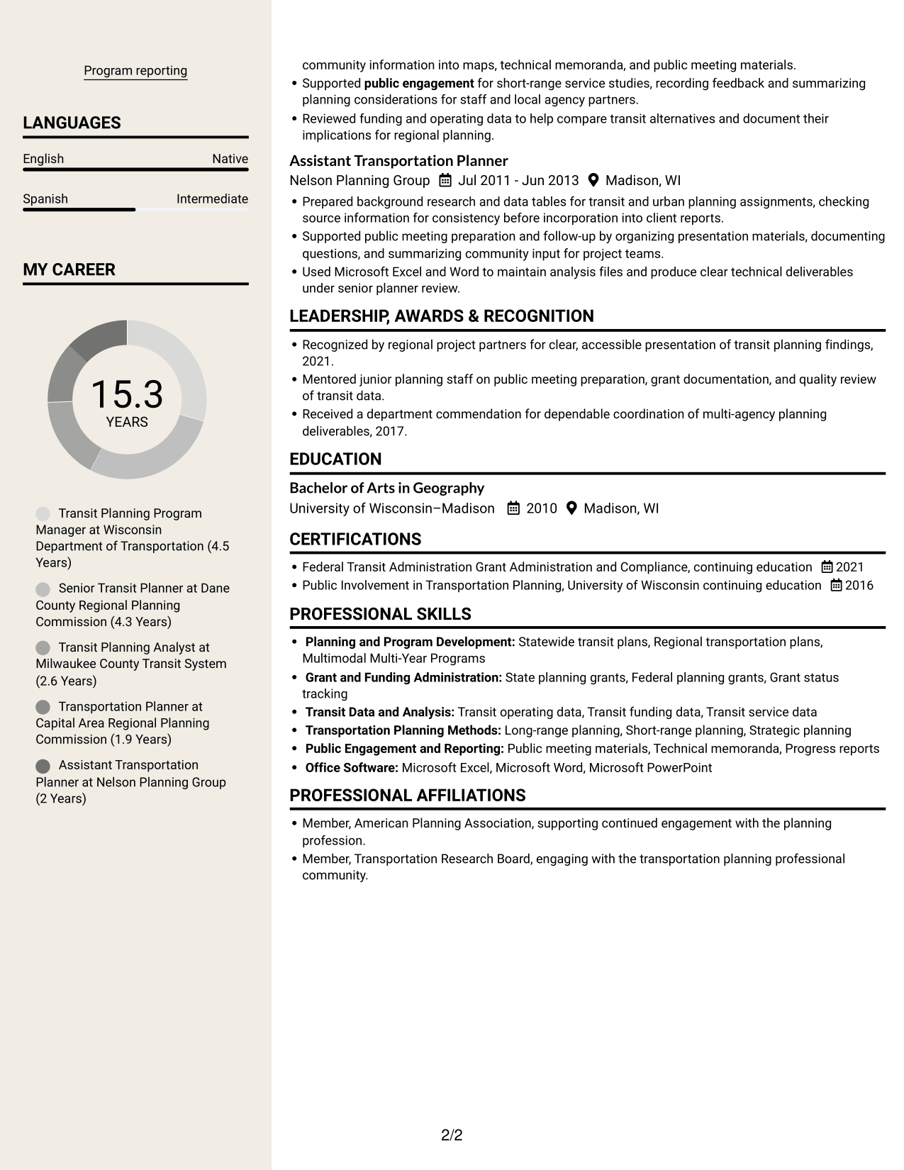 Resume example — page 2