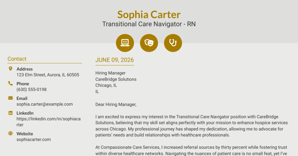 30+ Transitional Care Navigator - RN Cover Letter Templates with Example 2026