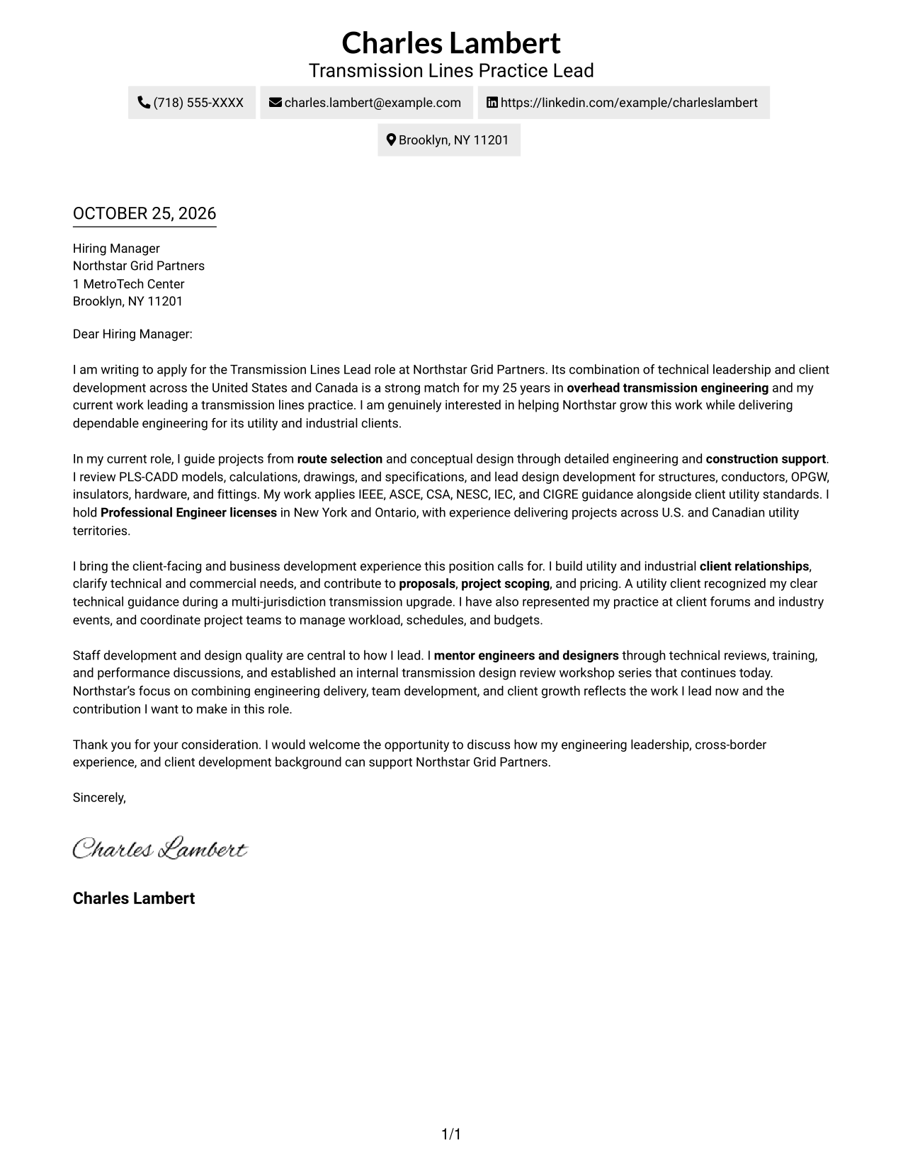 Cover letter example — page 1
