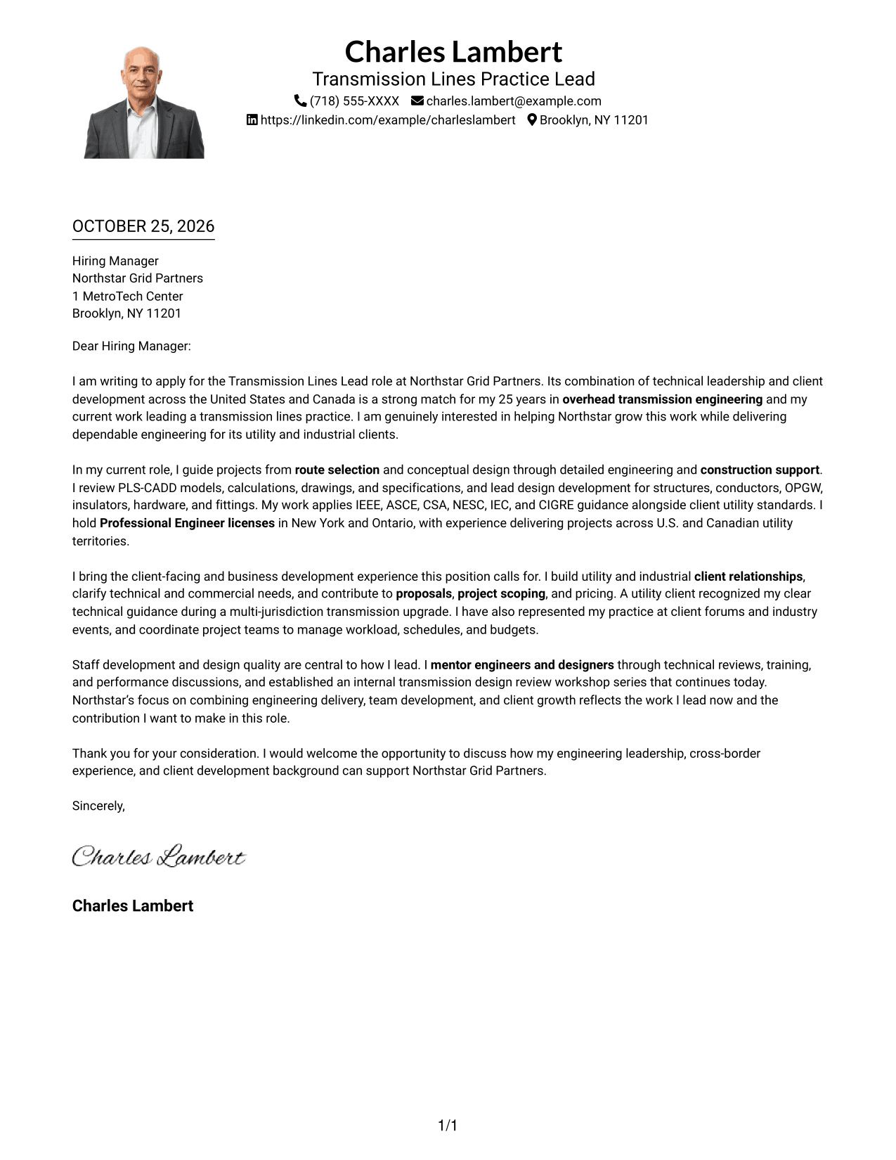 Cover letter example — page 1
