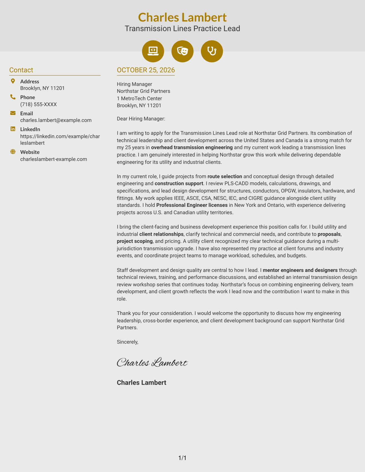 Cover letter example — page 1