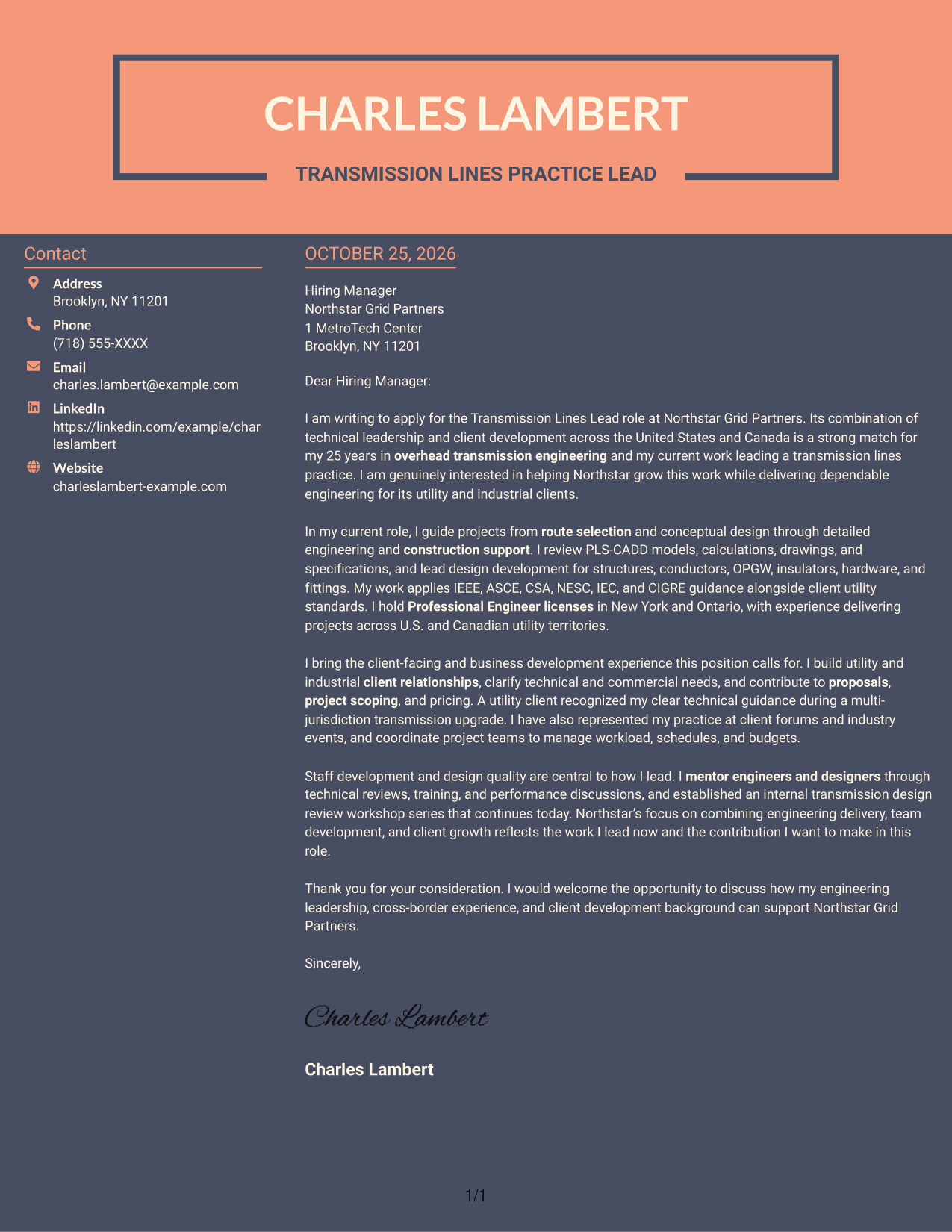 Cover letter example — page 1