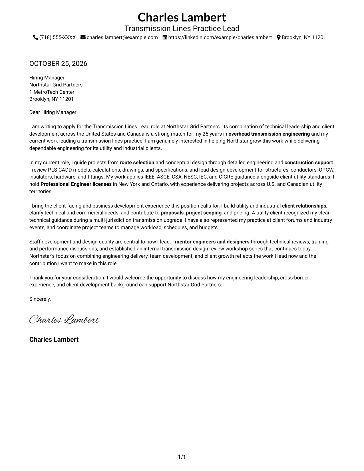 Cover letter example — page 1