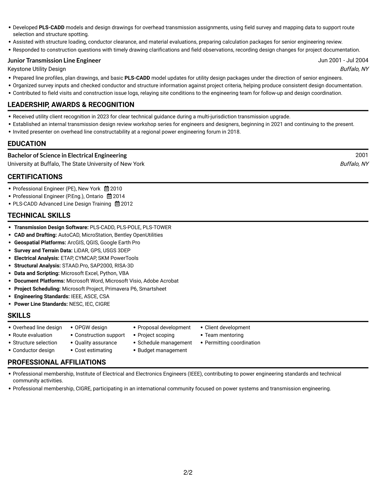 Resume example — page 2