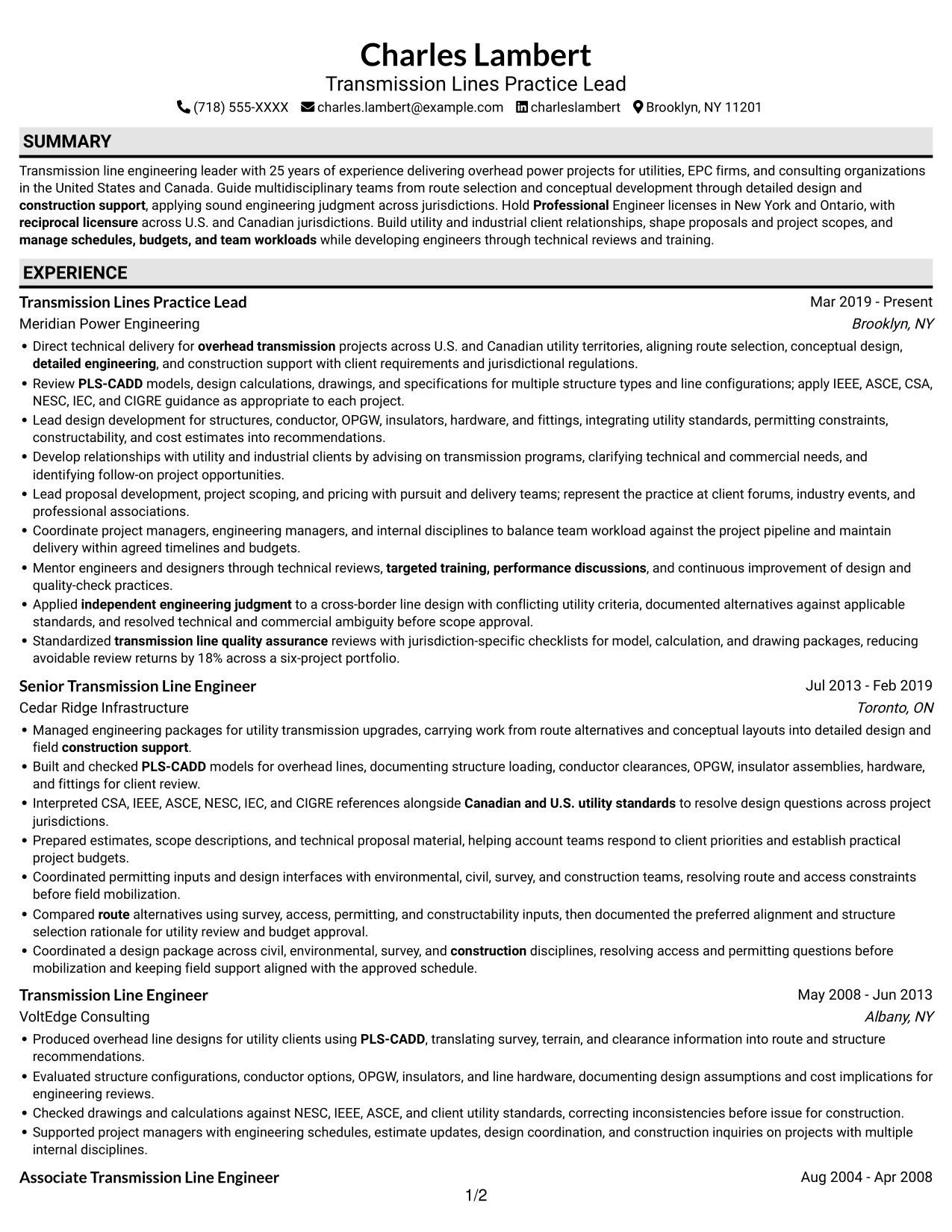 Resume example — page 1