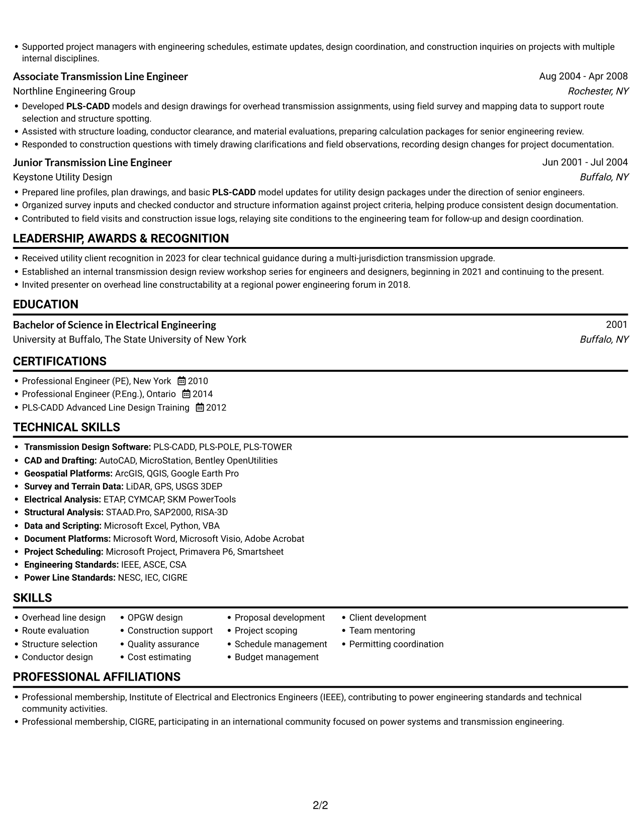 Resume example — page 2