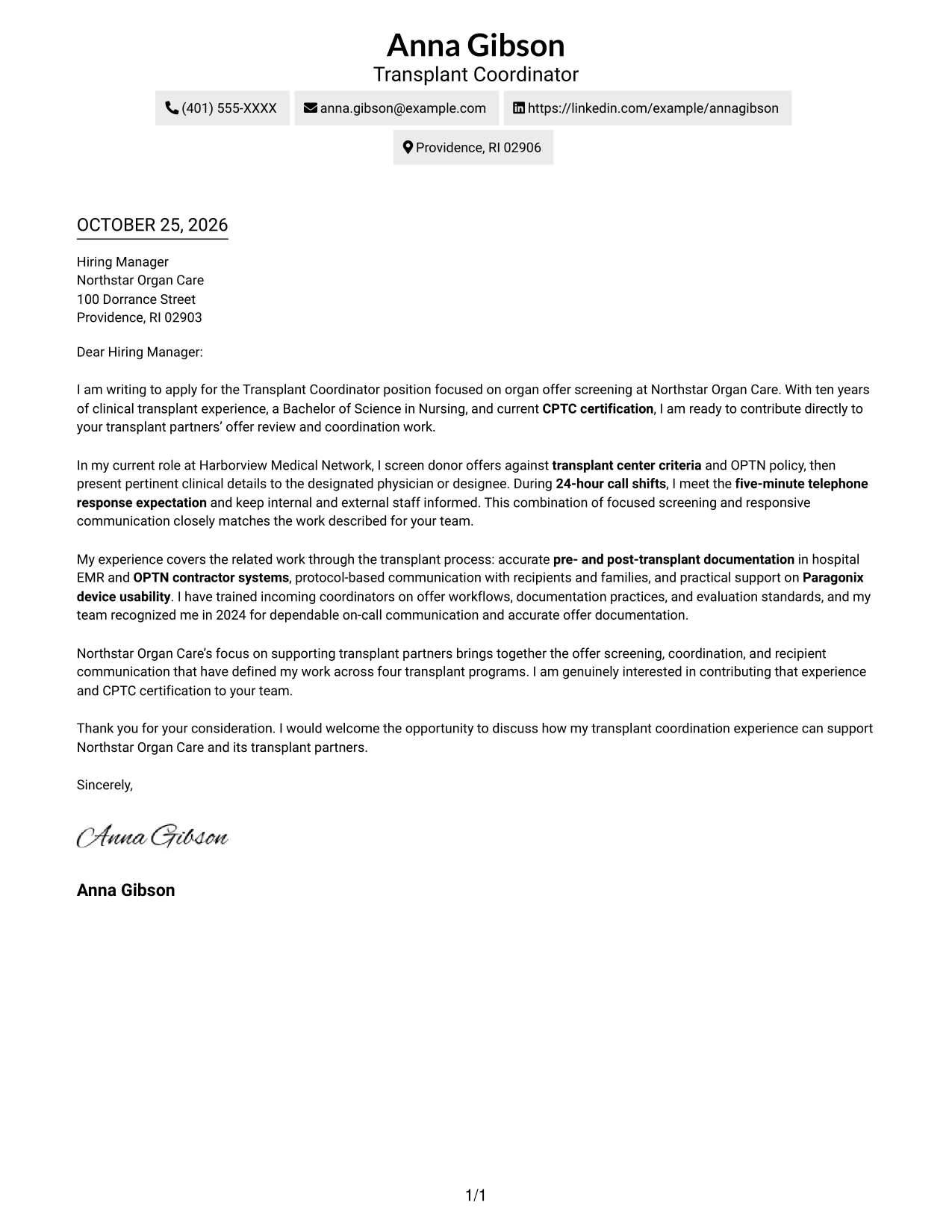 Cover letter example — page 1