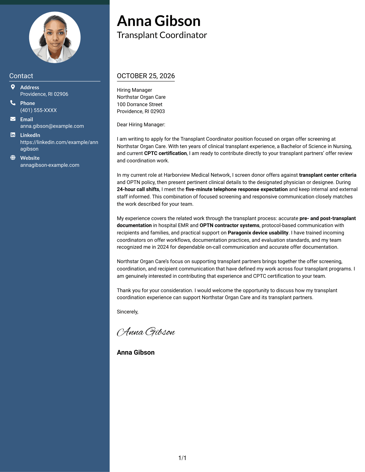 Cover letter example — page 1