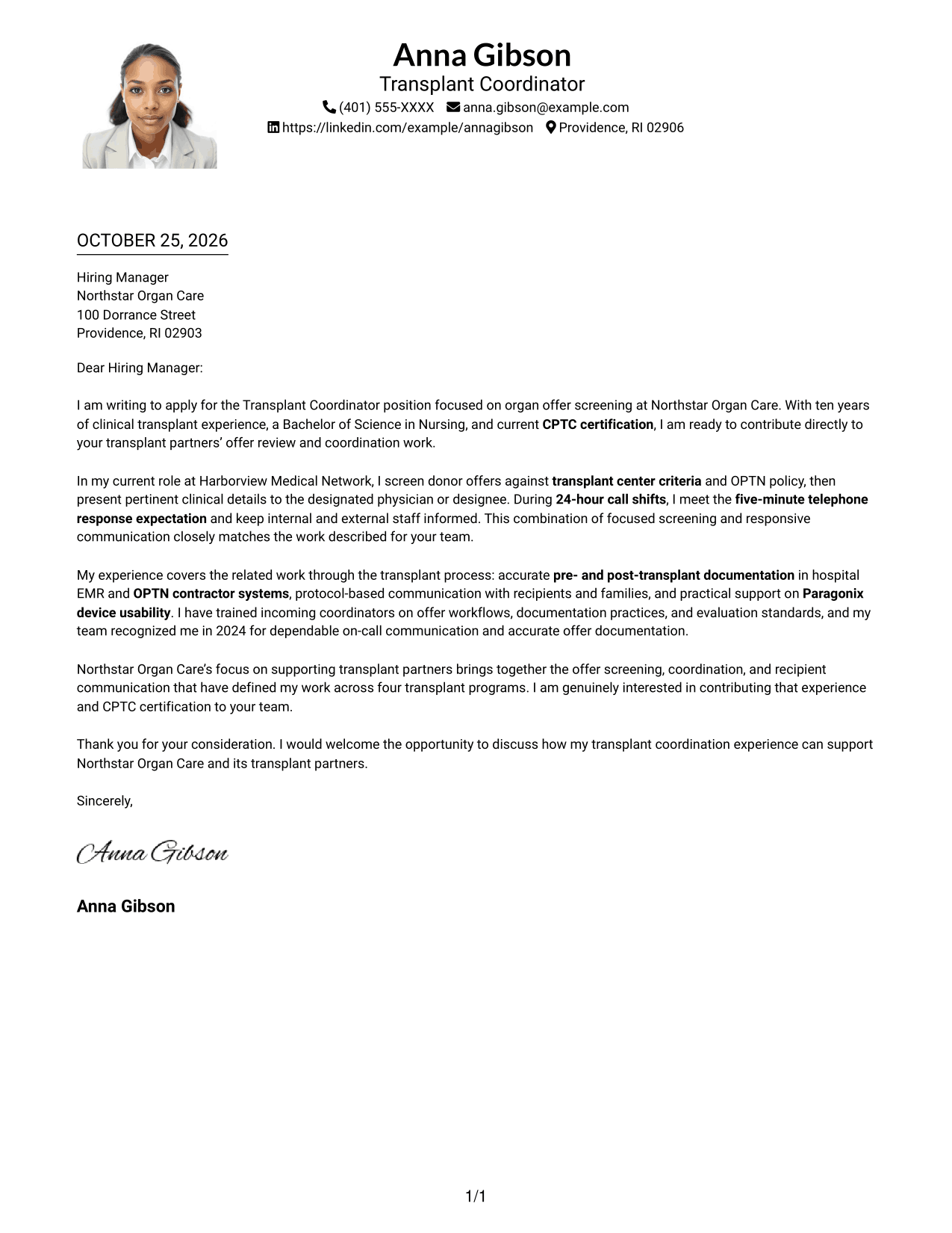 Cover letter example — page 1