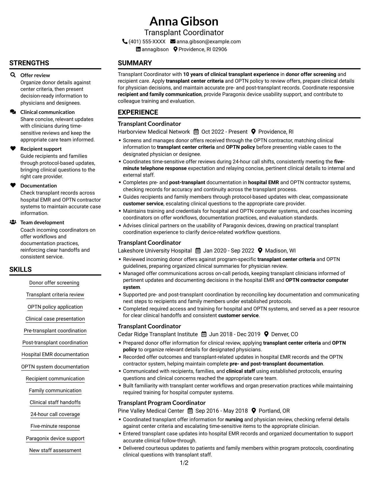 Resume example — page 1