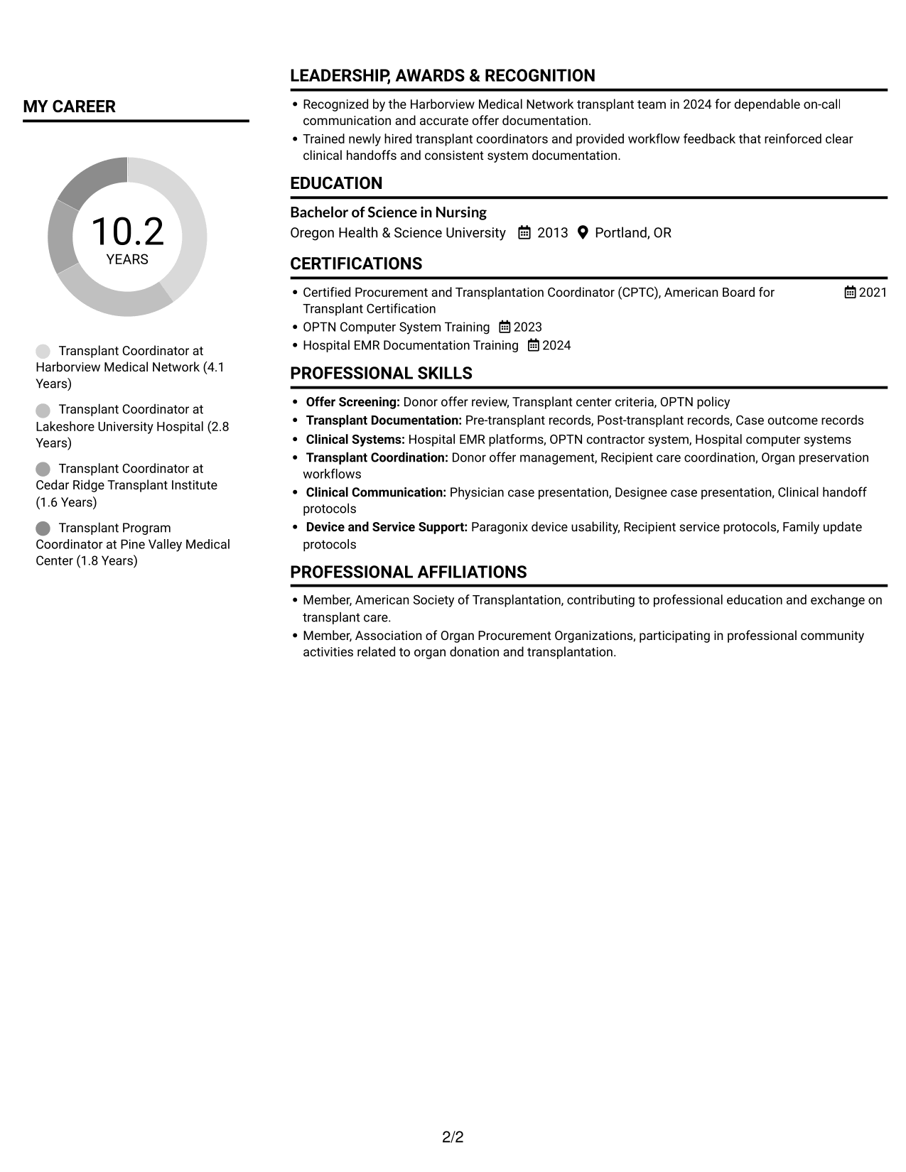 Resume example — page 2