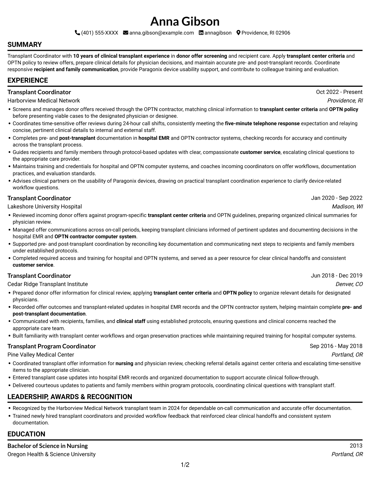 Resume example — page 1