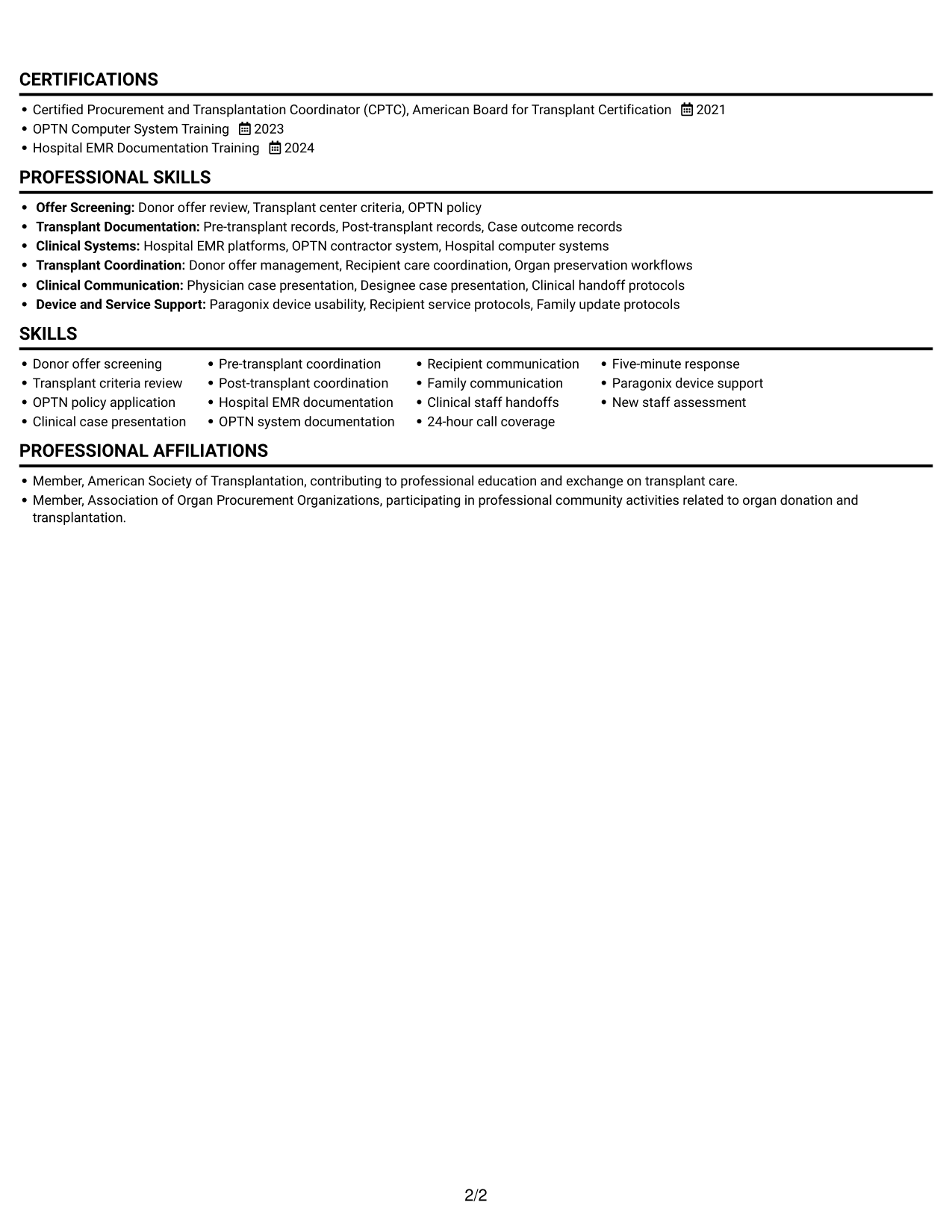 Resume example — page 2