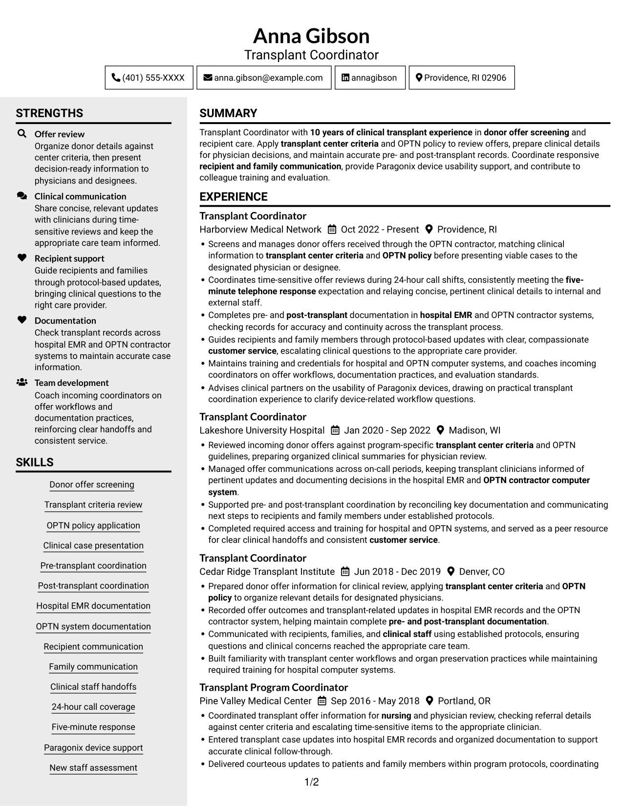 Resume example — page 1