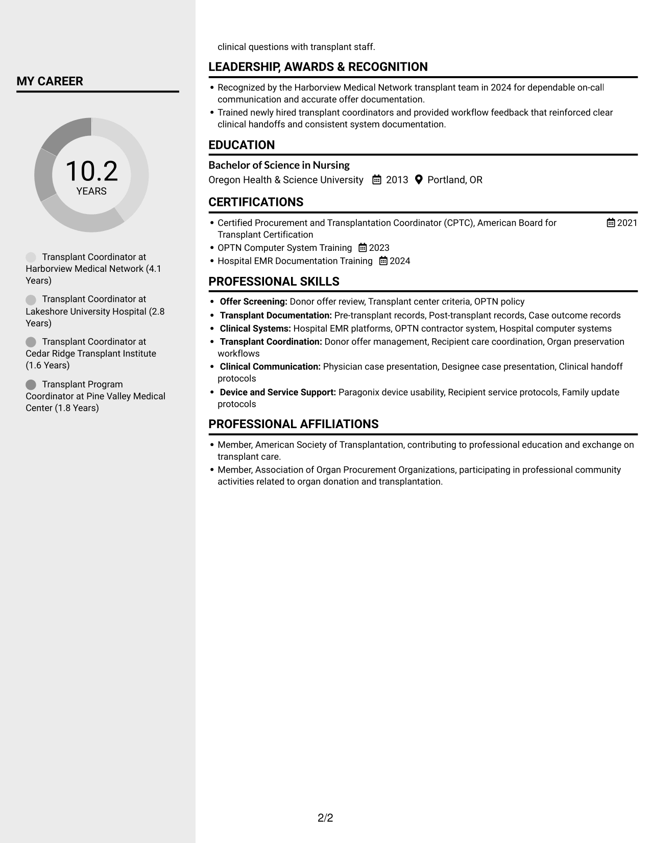 Resume example — page 2
