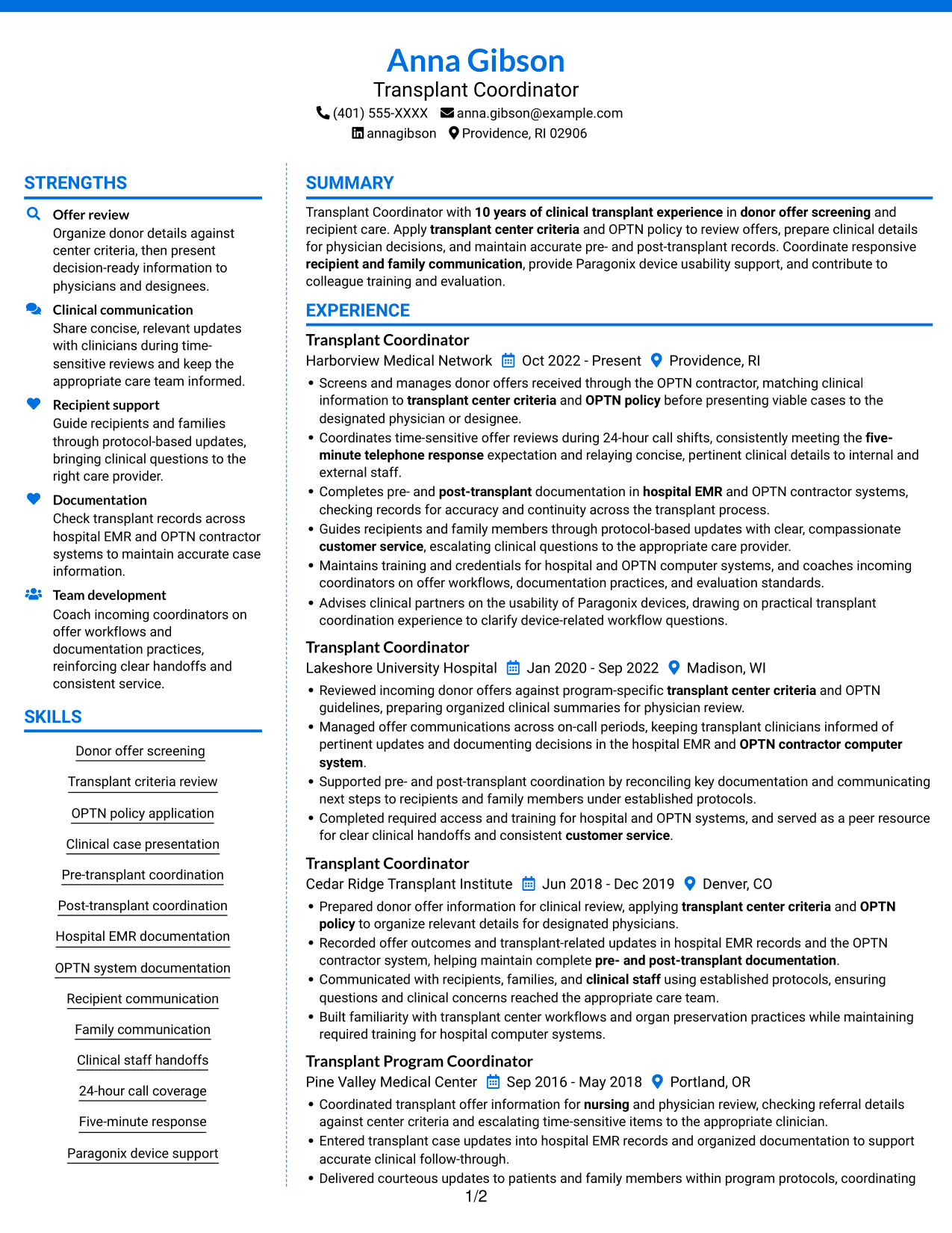 Resume example — page 1