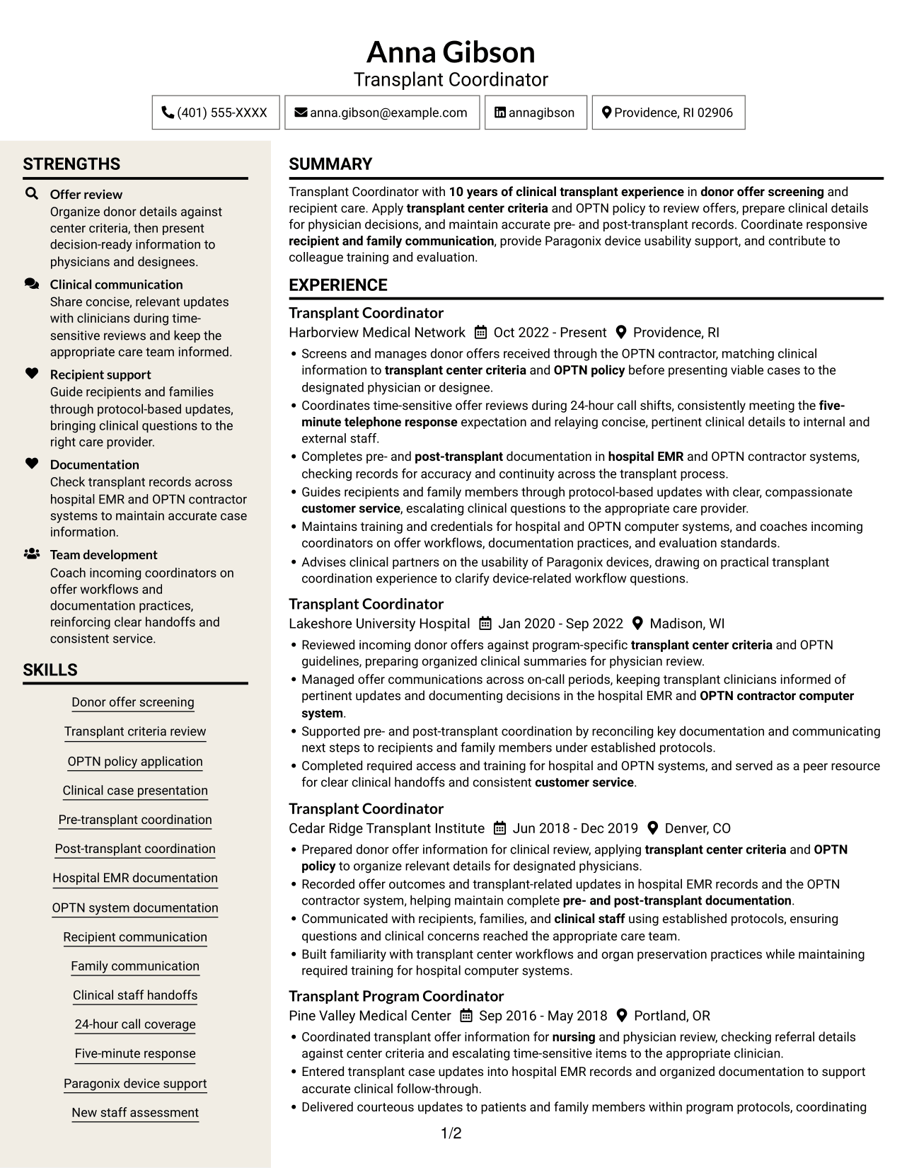 Resume example — page 1