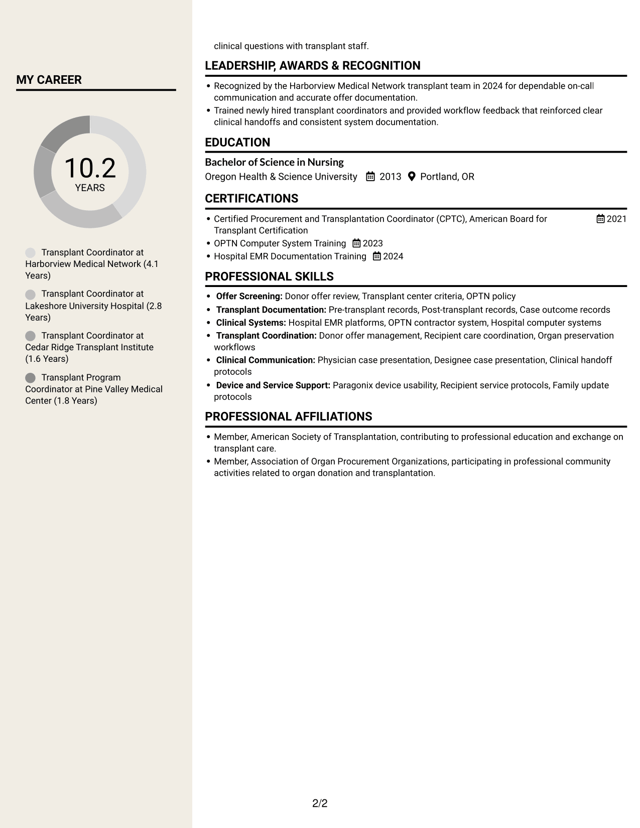 Resume example — page 2